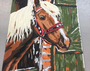 Vintage paint by numbers/ horse/greens/earth tones/ equestrian /ranch