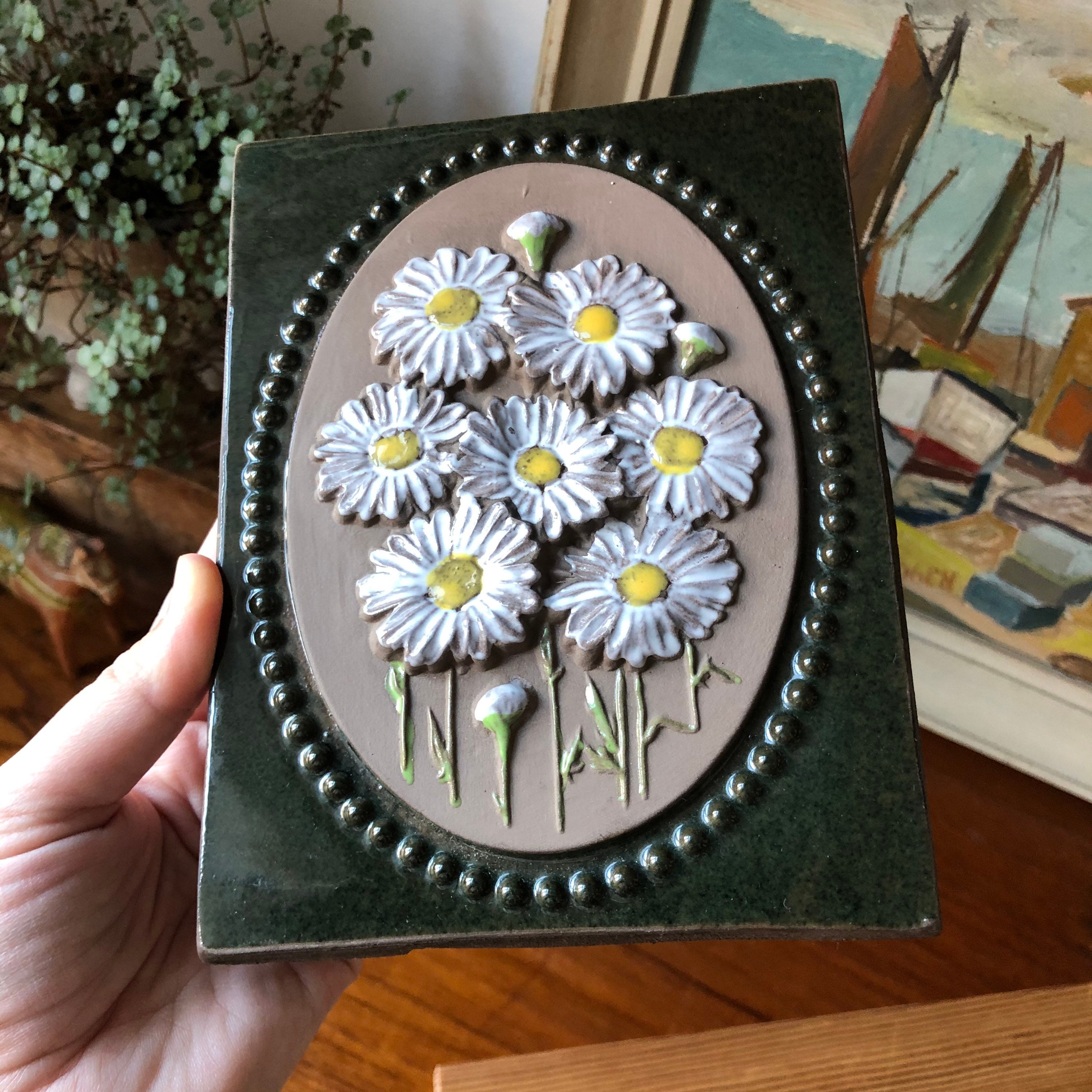 Vintage 1960s ceramic tile plaque ceramic wall art by JIE Sweden