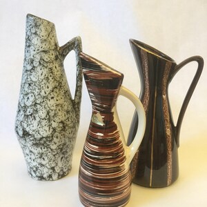 WGP/ vase/ haldensleben /eared/handle/boho chic/ bohemian decor/west German pottery/fat lava image 2