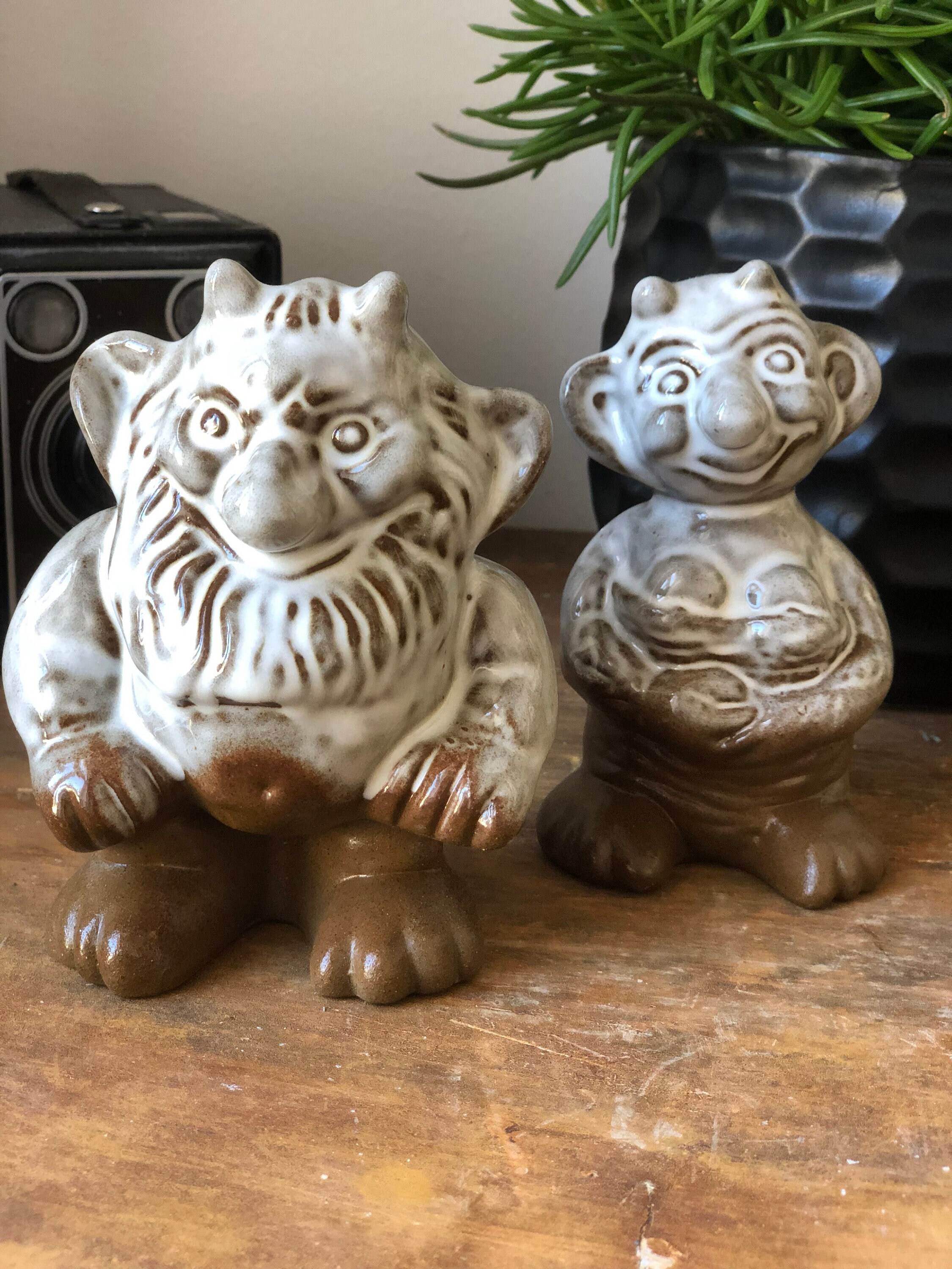 Troll shelf figurines Vintage Scandinavian ceramic figures Sweden