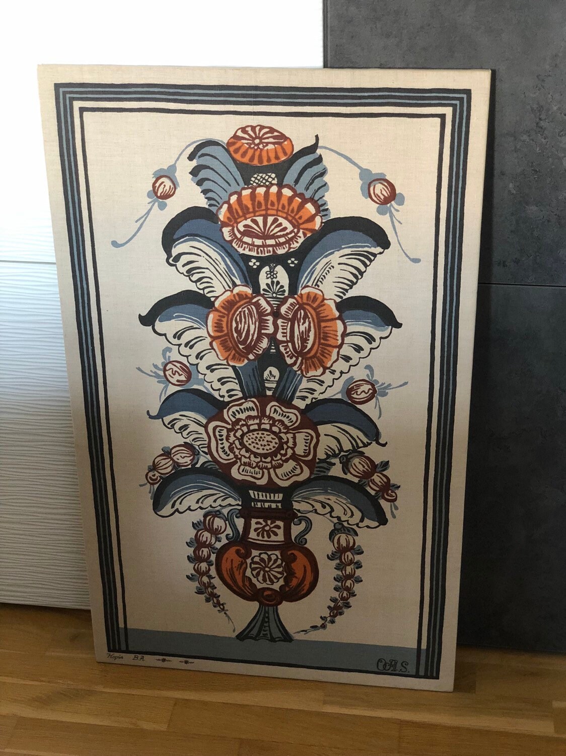 Scandinavian linen wall hanging tapestry nordic design by Mats Olof