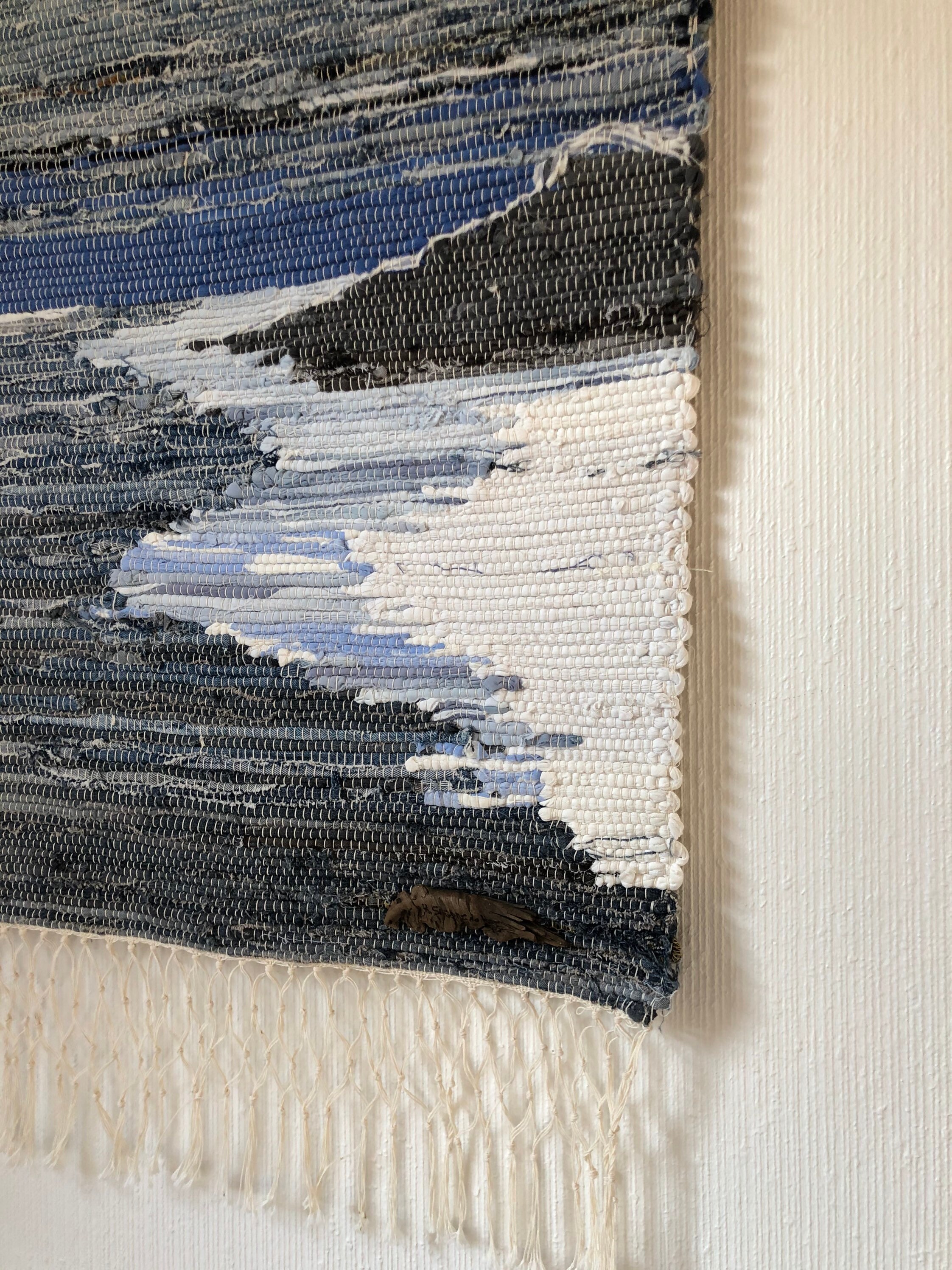 Original Scandinavian rag rug woven textil art wall hanging tapestry