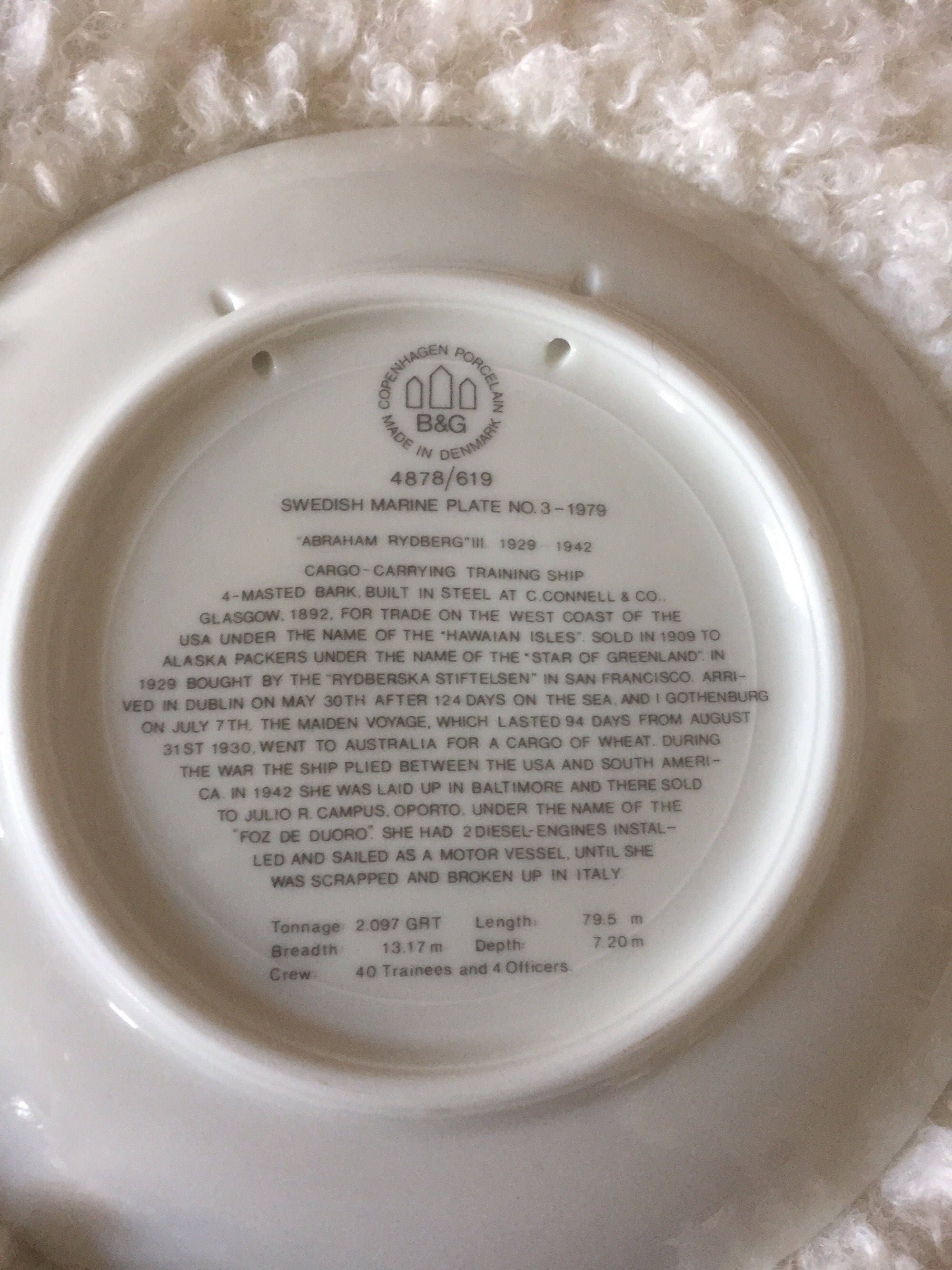 Royal Copenhagen Bing and Grondahl Danish commemorative marine plates ...