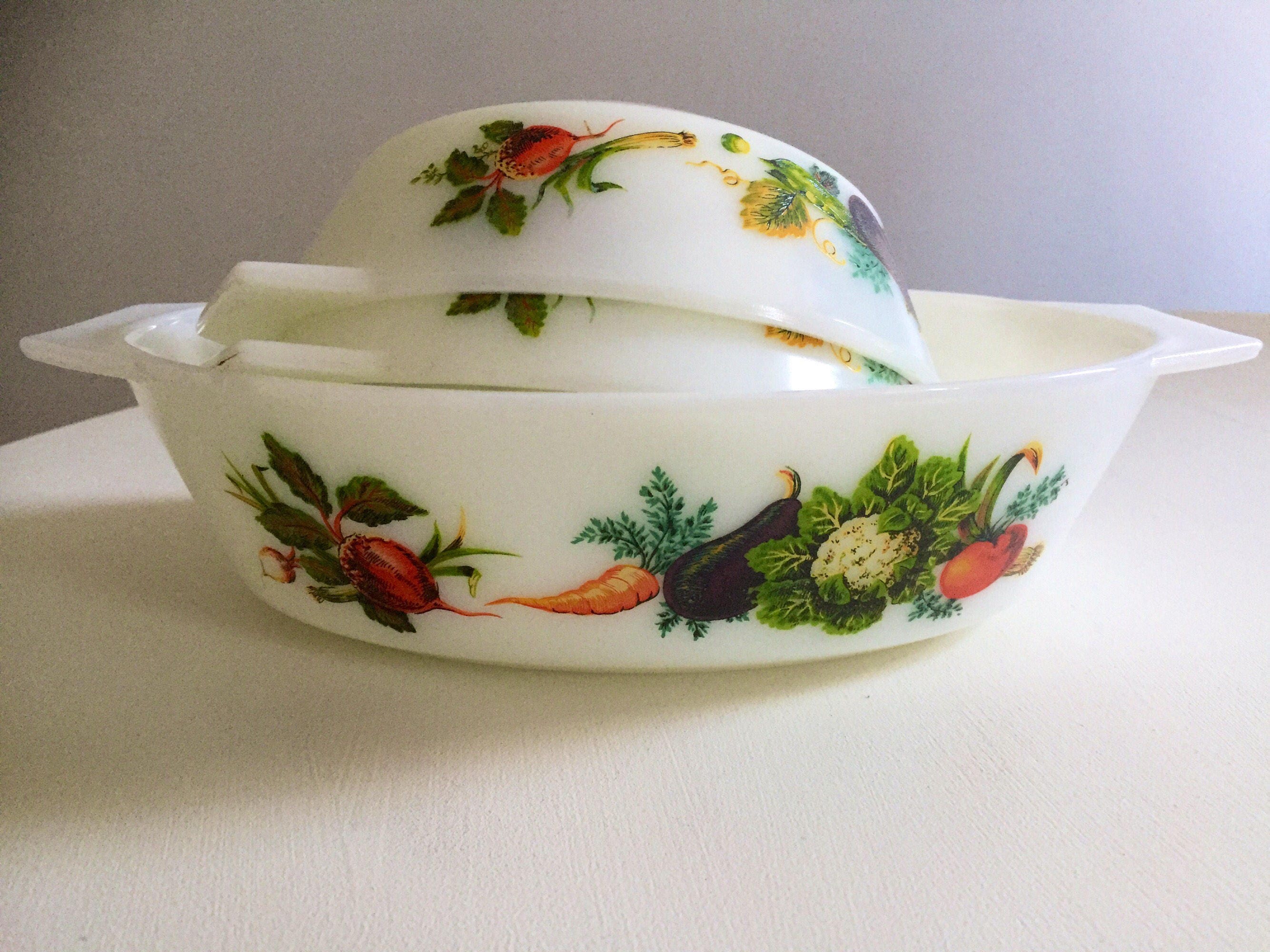 Set of 3/pyrex/serving bowls/tuscany/vegetable/pattern/market garden/1970s