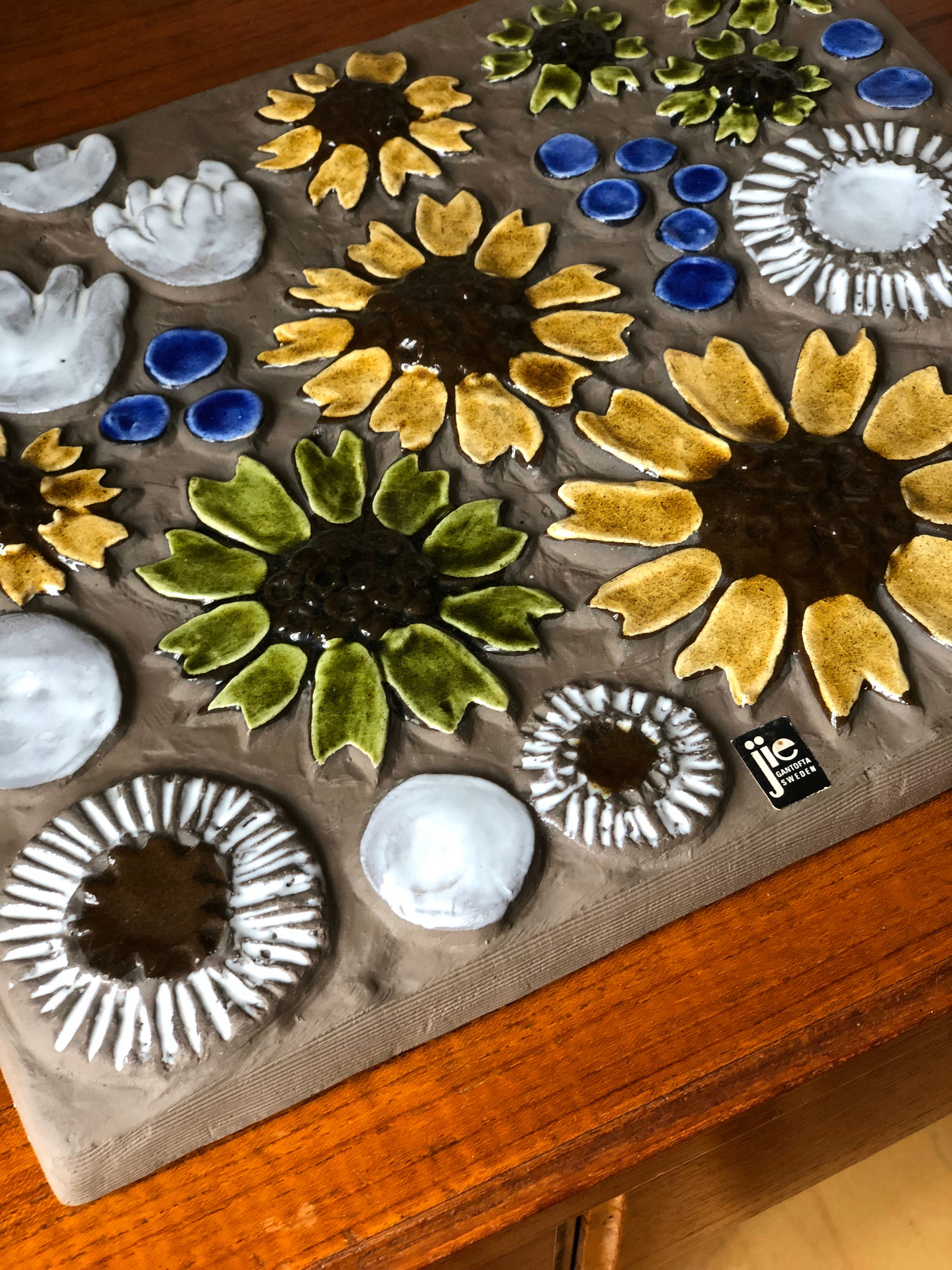 Vintage 1960s ceramic tile plaque ceramic wall art by JIE Sweden