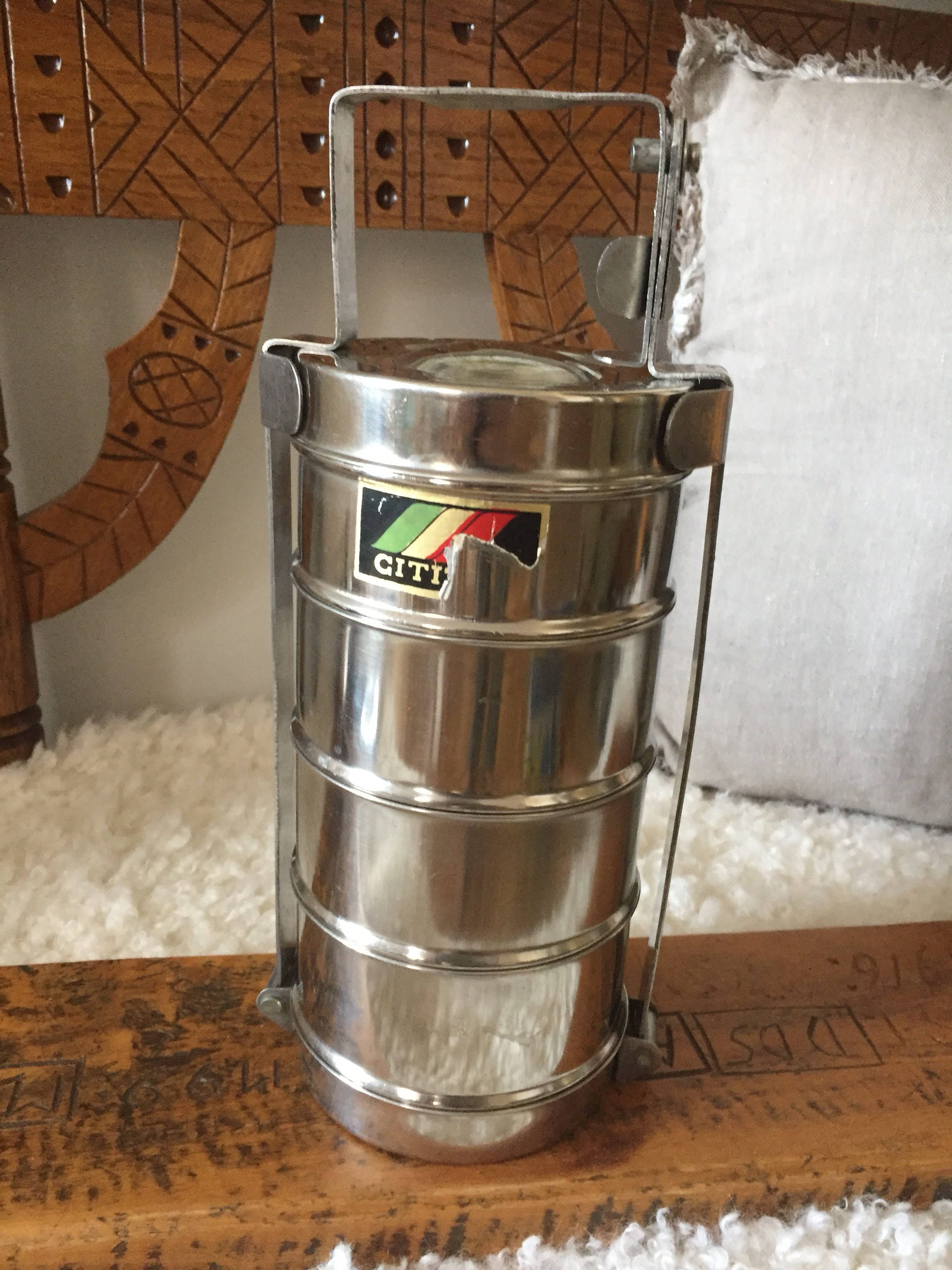 Vintage/stackable/stainless steel/ Lunch pail set/Hungarian/midcentury