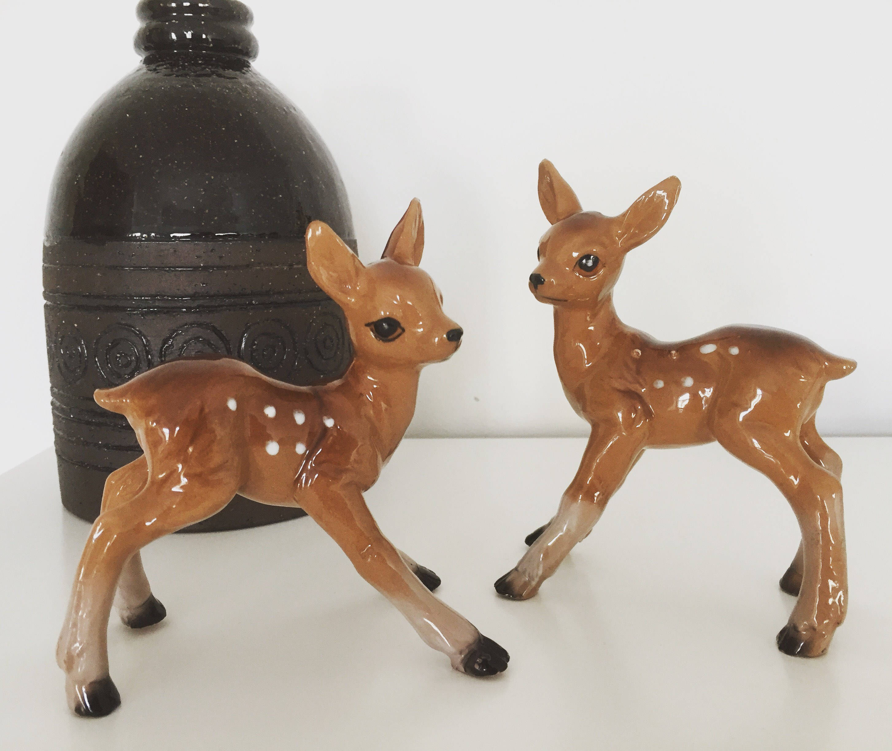 Large deer /figurines/1950s/perfect condition/pair/Germany/midcentury