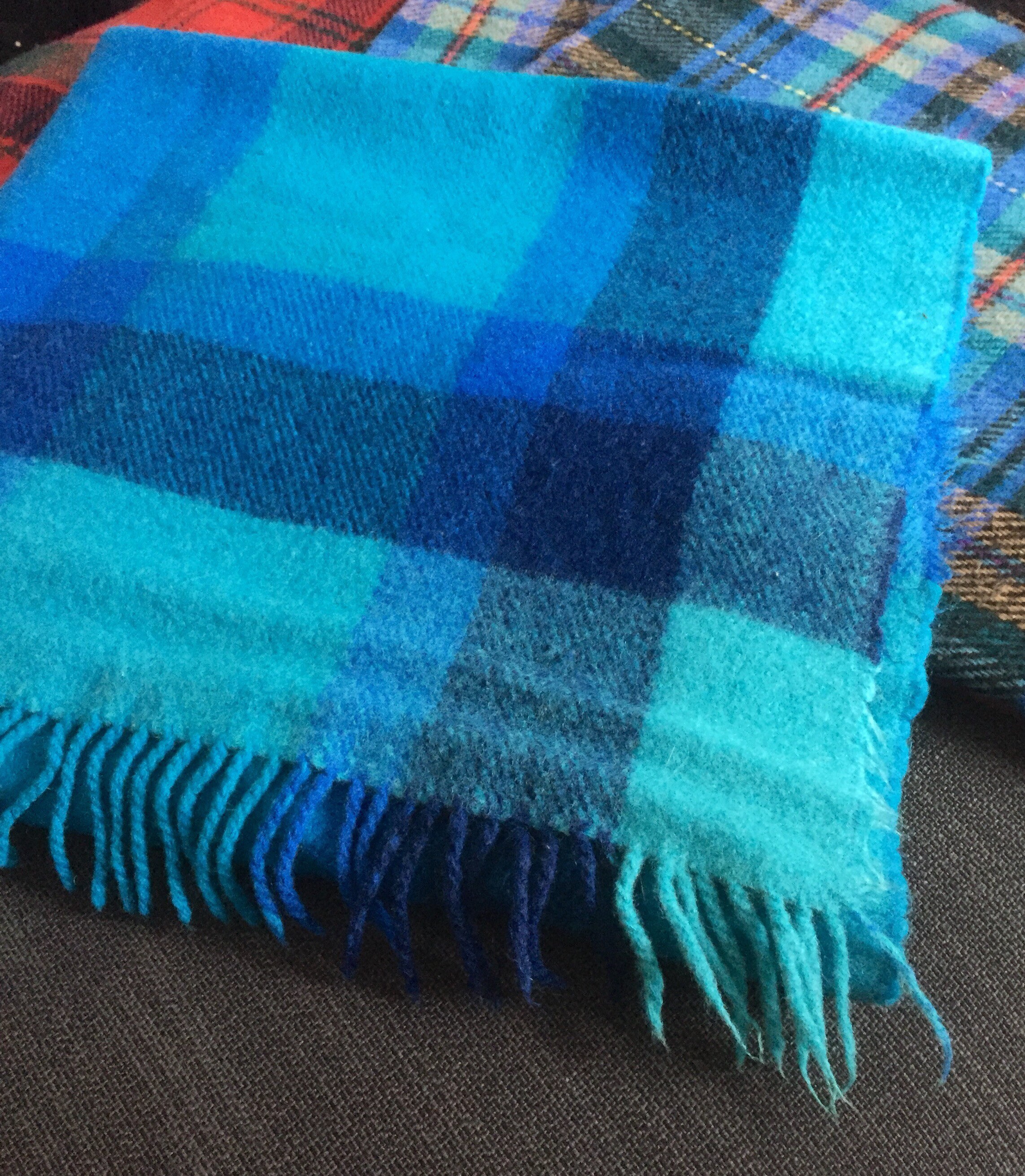Swedish/ wool throw / small blanket/blue tones/ wool blanket /throw