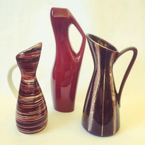 WGP/ vase/ haldensleben /eared/handle/boho chic/ bohemian decor/west German pottery/fat lava image 5