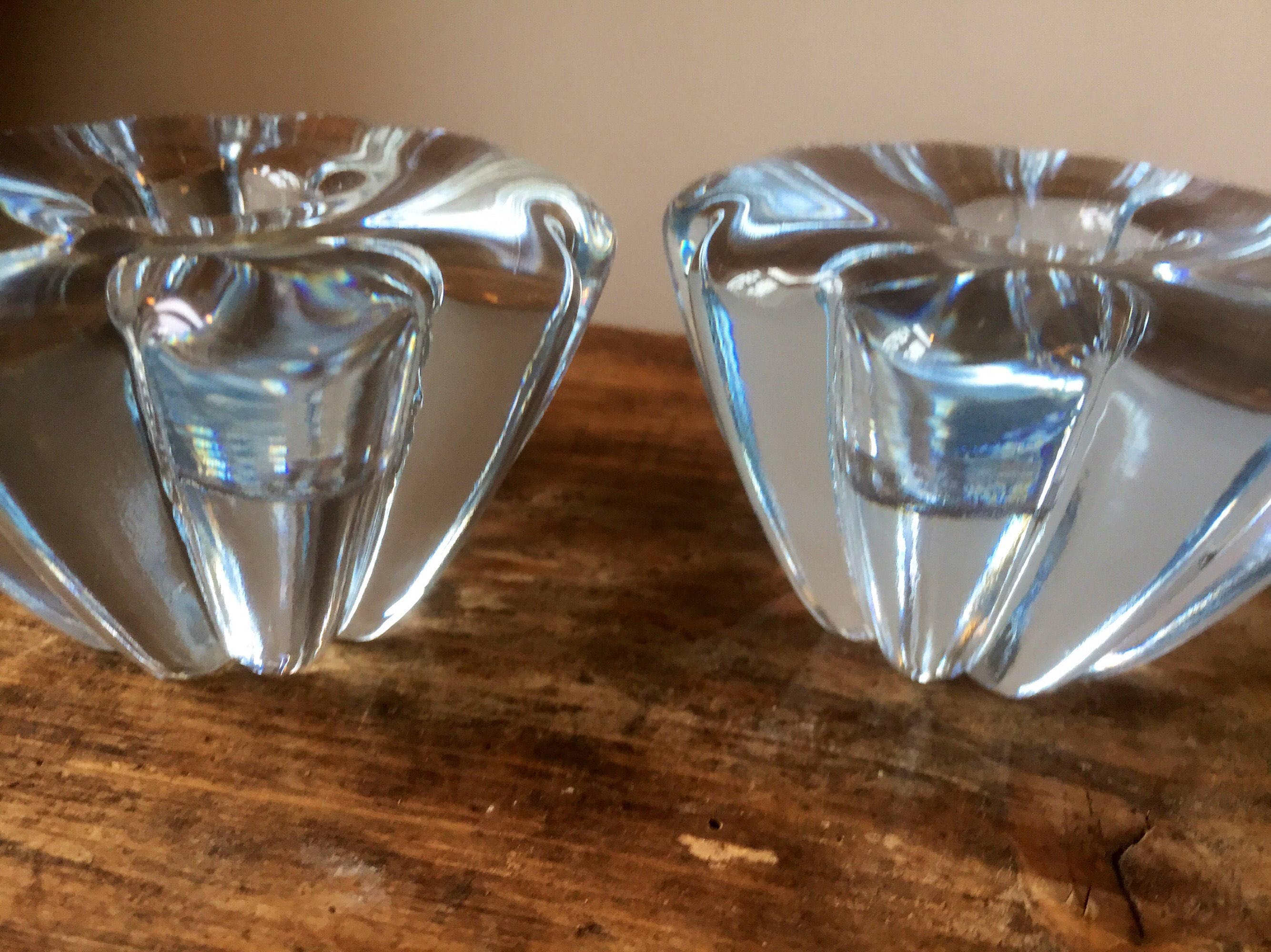 Pair of 2 orrefors candlestick holders by Sven Palmkqvist called stella