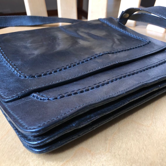 Espresso Brown Black Italian Leather Purse 80s Vintage Made  display picture 1
