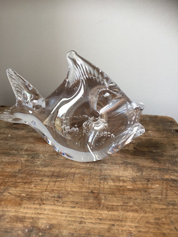 Glass fish/hand blown/soft glass/fish/bubbles/figurine/1970s/Swedish/Scandinavian/soft glass