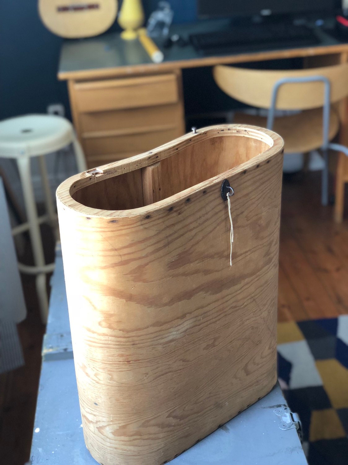 Vintage Scandinavian wooden rucksack backpack unique storage wall decor