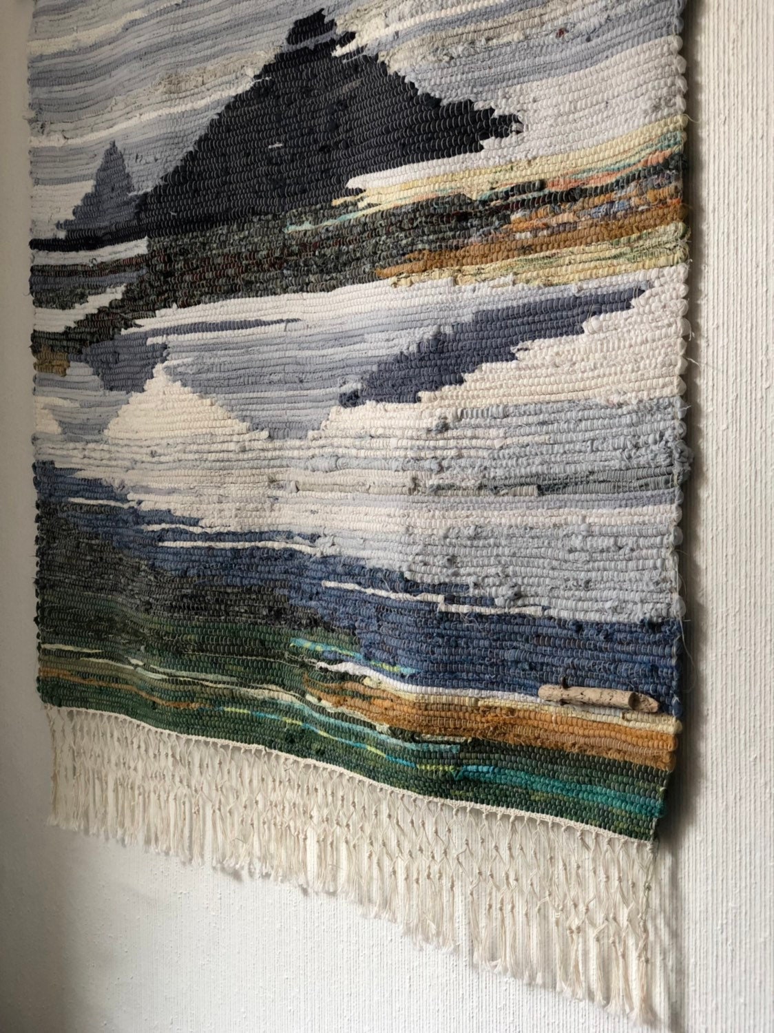 Original Scandinavian rag rug woven textil art wall hanging tapestry ...