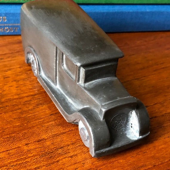 Miniature Vintage Swedish bronze truck figurine by Herman Bergman made in Sweden