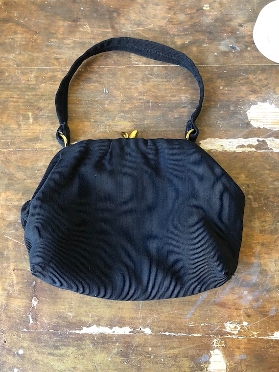 Evening bag black and gold 1950s Swedish formal prom purse