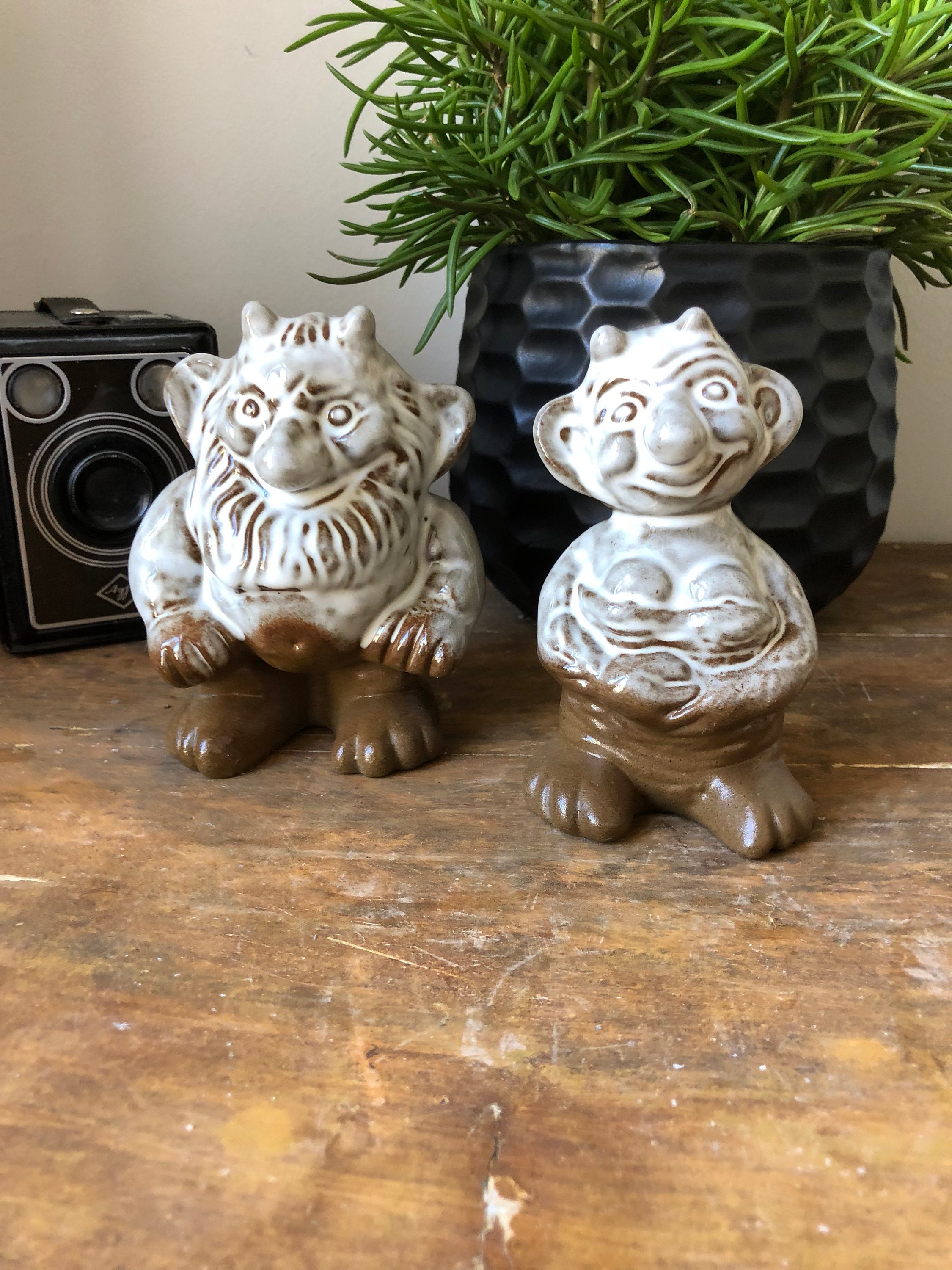 Troll shelf figurines Vintage Scandinavian ceramic figures Sweden