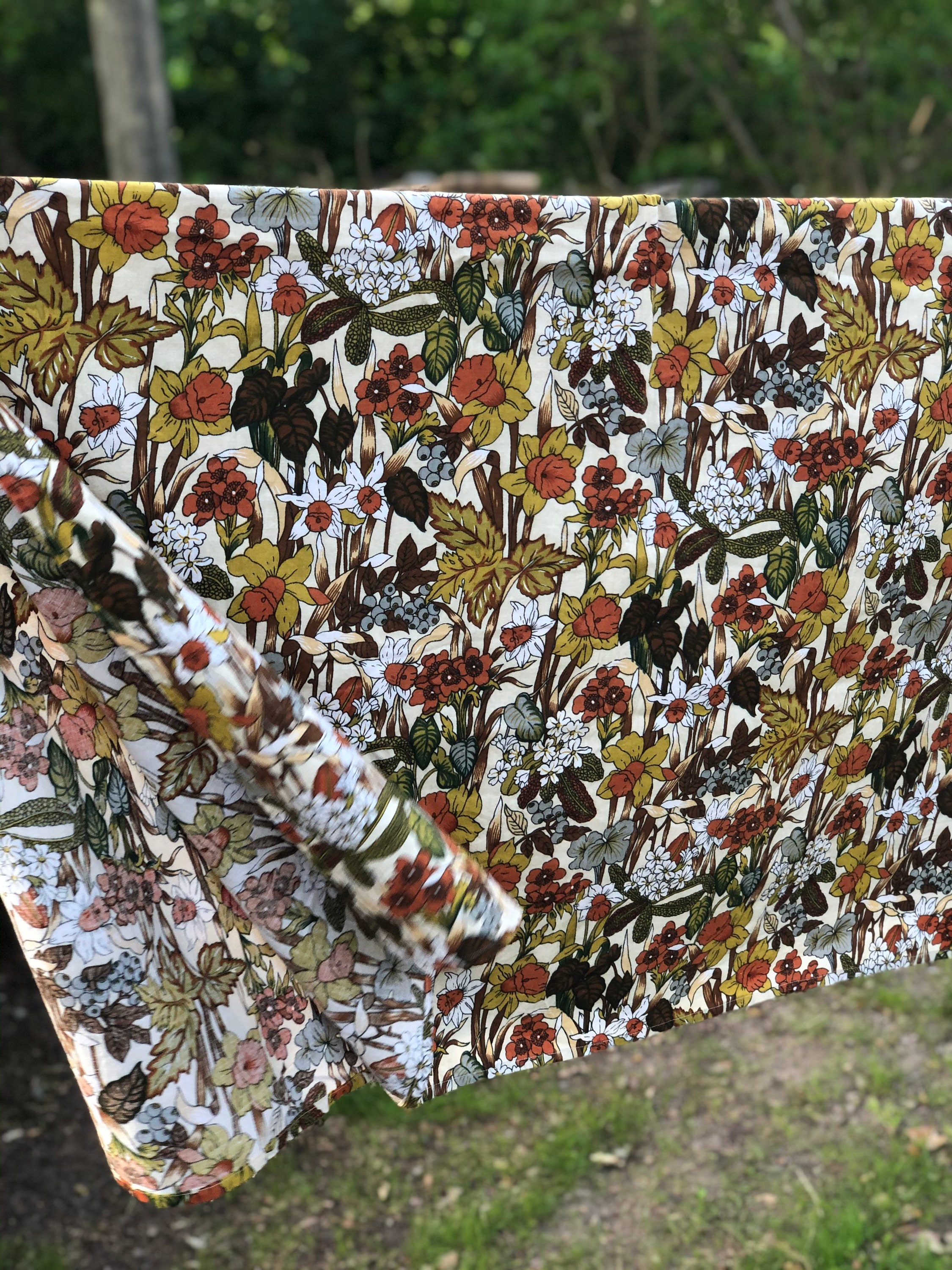 Scandinavian fabric designed in Sweden autumn floral print cotton