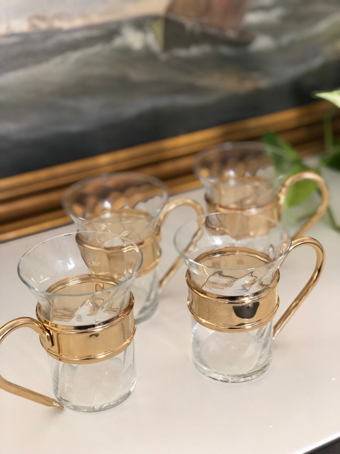 Set of 4 Scandinavian hot beverage glasses glögg mulled wine / espresso