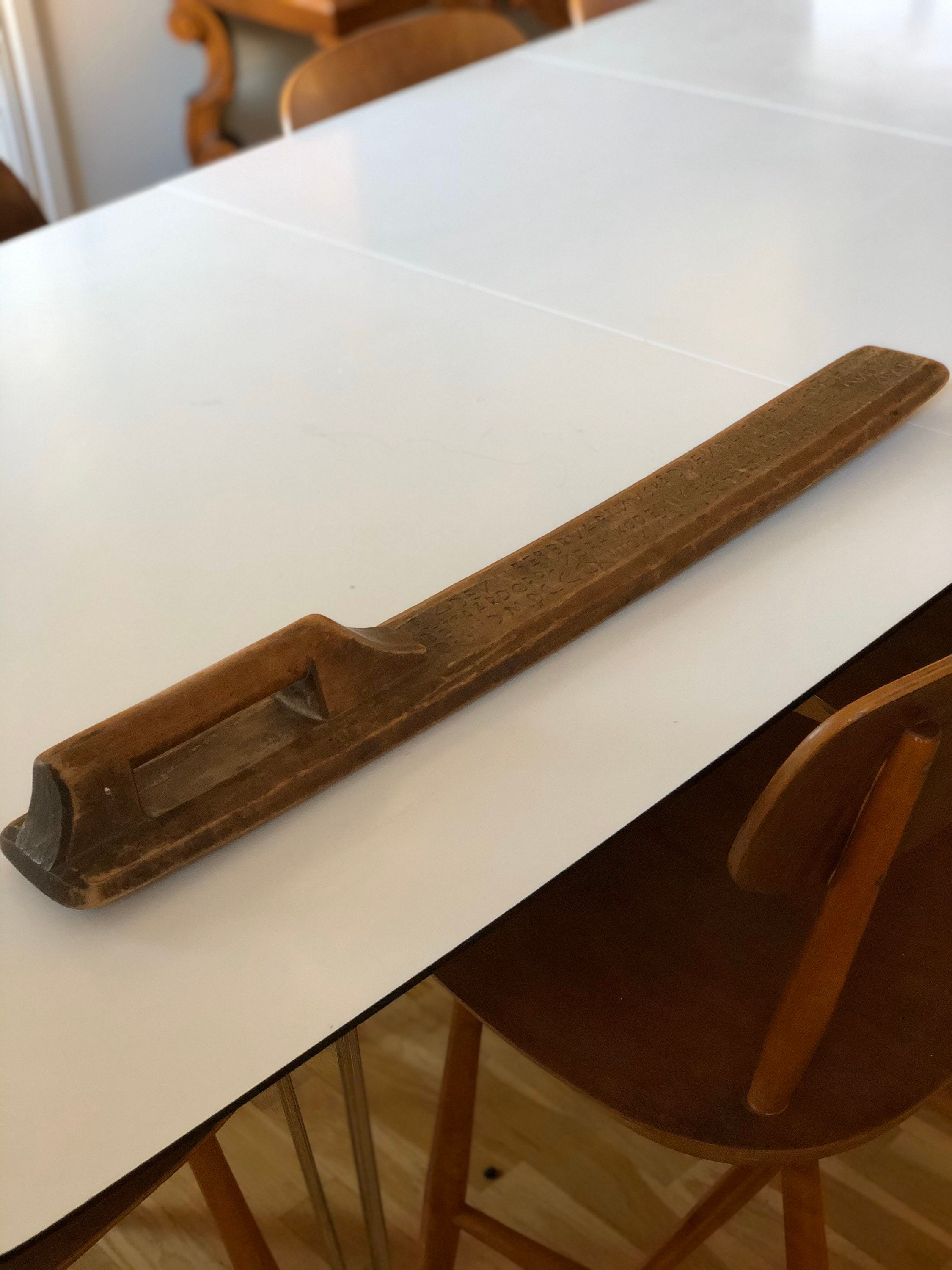 Large Wooden primitive laundry tool hand carved Swedish Vintage linen
