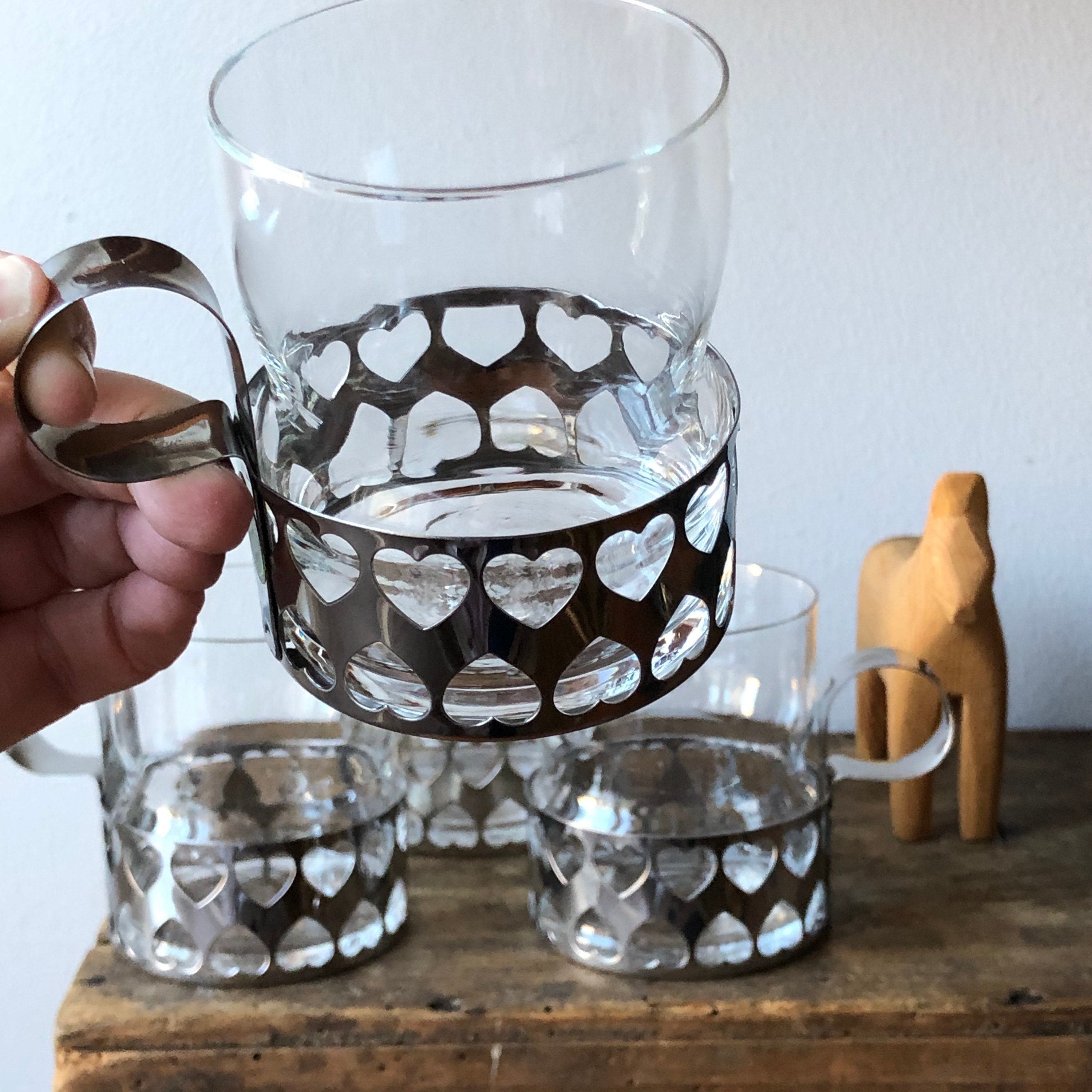 Set of 9 glasses Scandinavian SWEDISH hot beverage glasses glögg