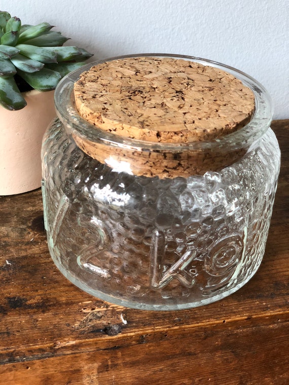 Swedish 1/2 kg Glass Jar with cork lid,  vintage decor Storage Scandinavian