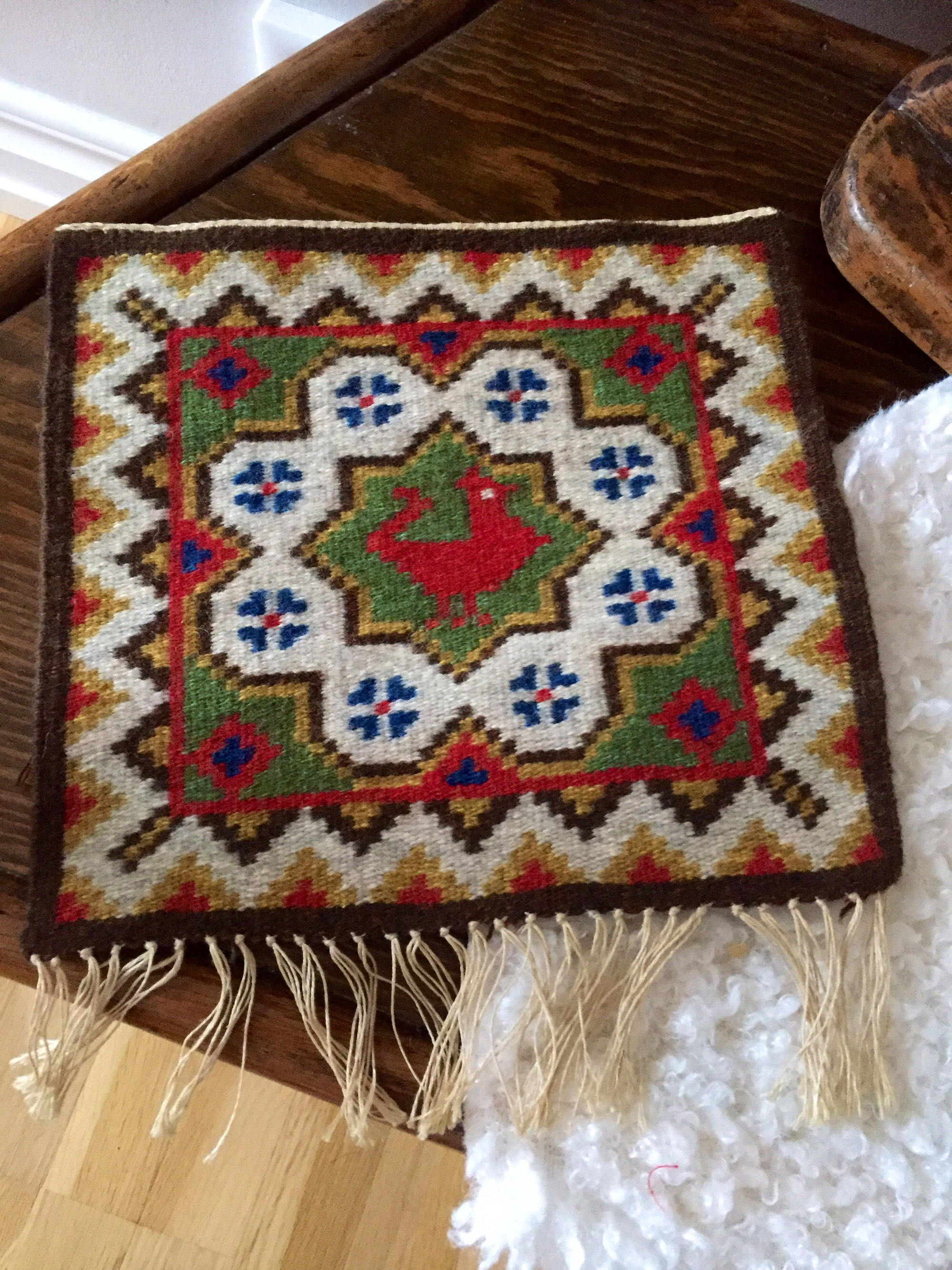 Handwoven kilim wallhanging turkey folk art traditional Flemish slow