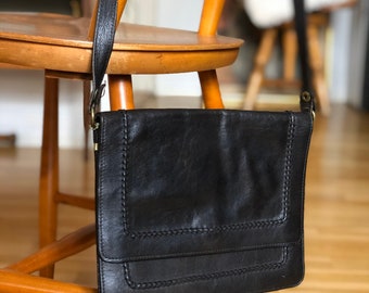 Espresso brown black  Italian leather  purse 80s vintage made in Italy bag