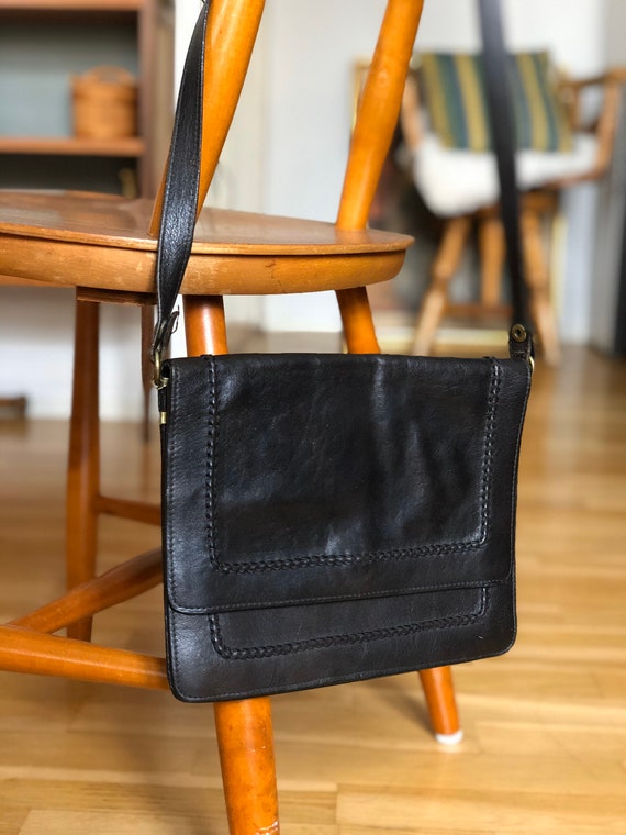 Espresso brown black  Italian leather  purse 80s vintage made in Italy bag