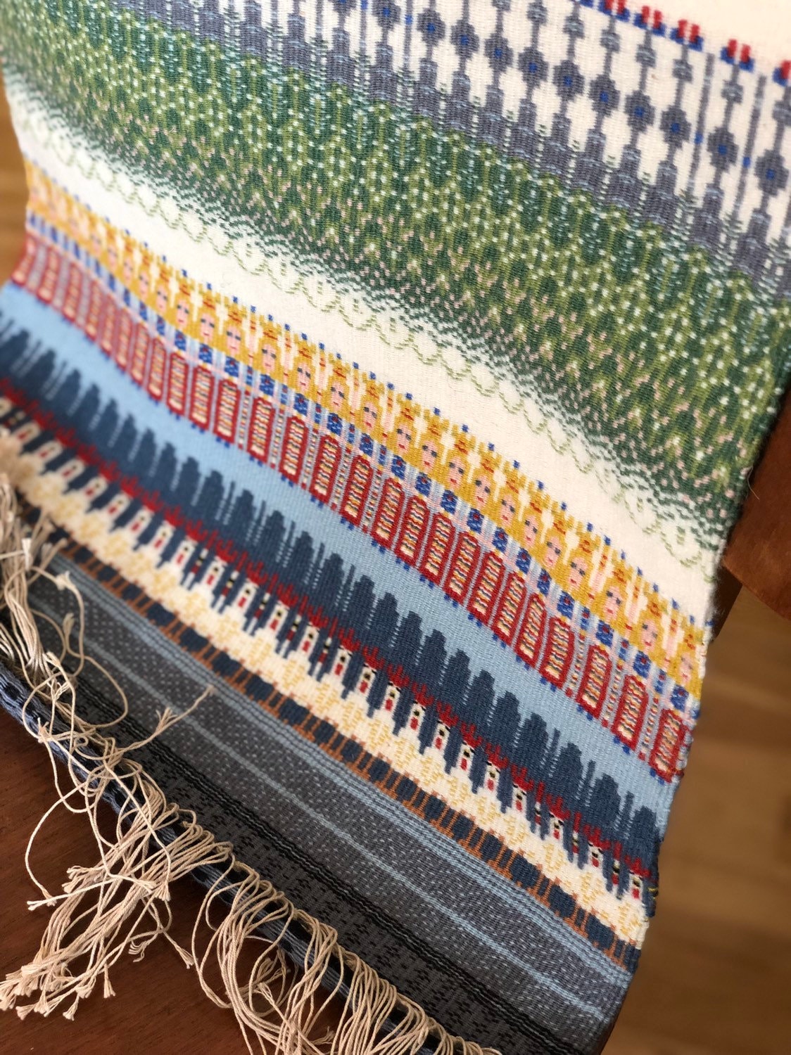 Large Scandinavian wool woven wall hanging tapestry rug nordic design