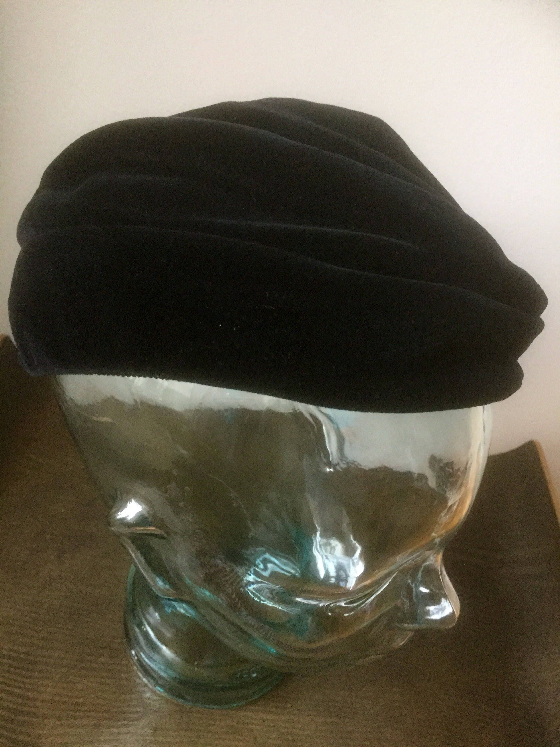 Swedish velvet hat 1940s turban style in black soft and lux