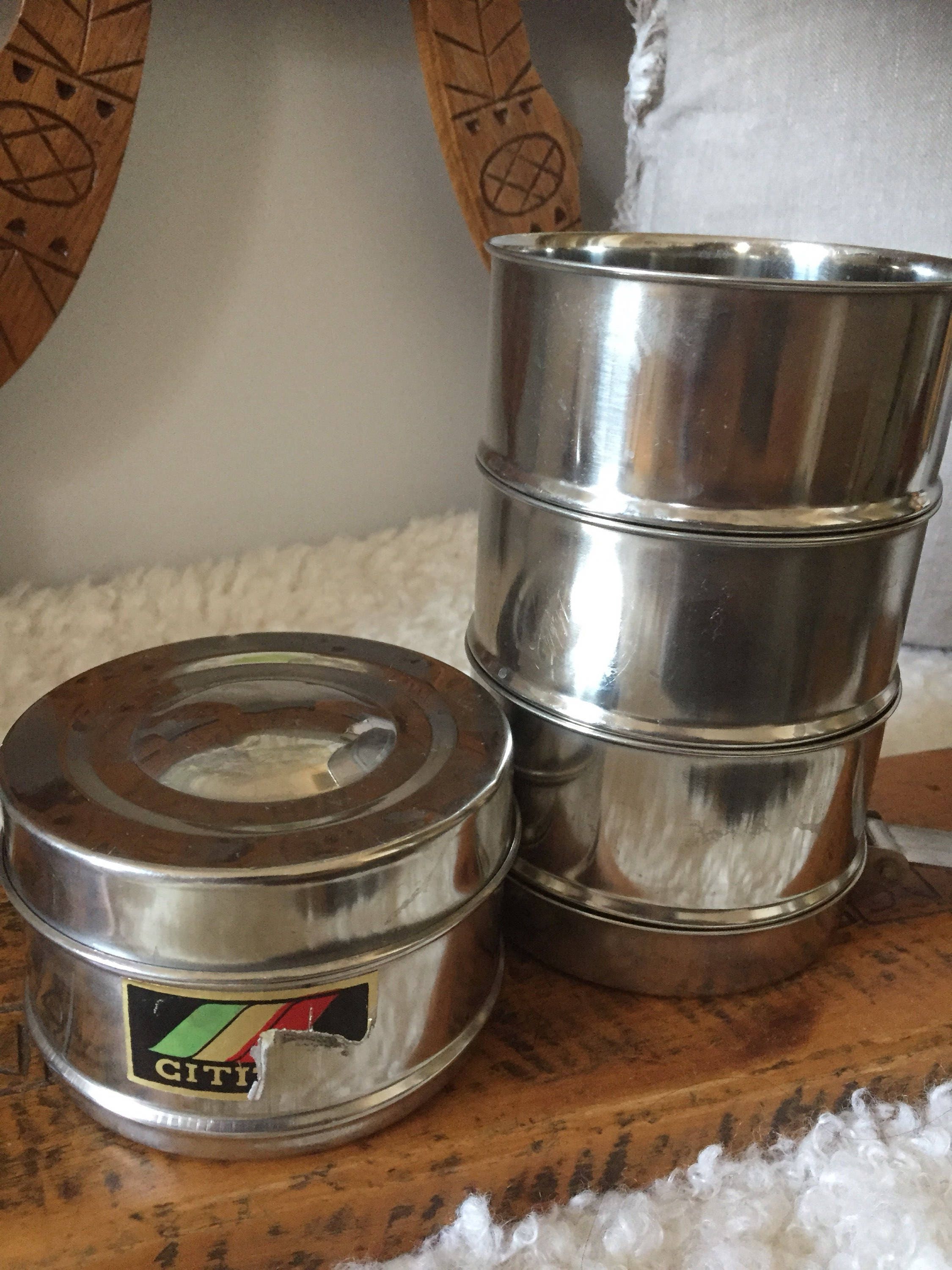 Vintage/stackable/stainless steel/ Lunch pail set/Hungarian/midcentury