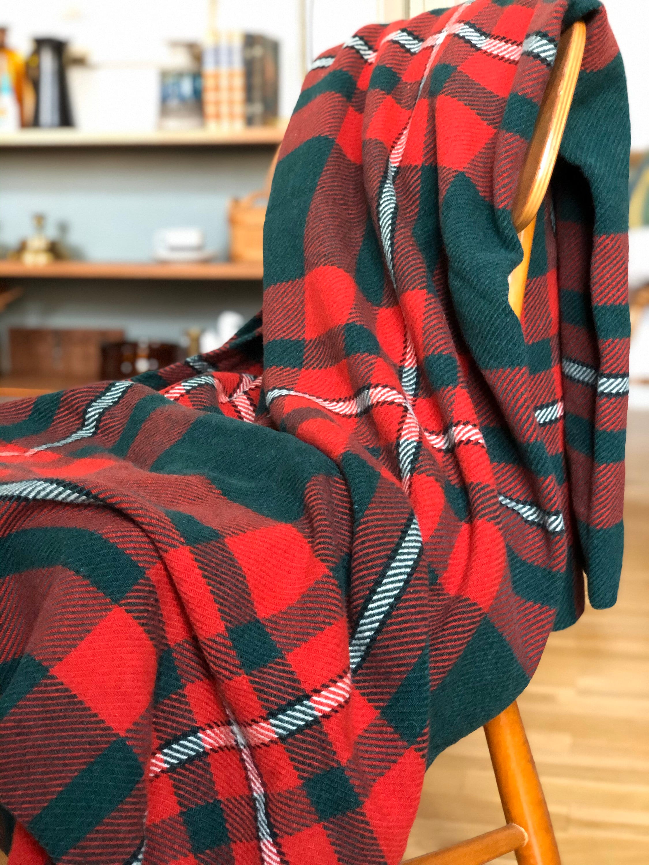 Scottish wool throw blanket Burns Country plaid wool blanket throw