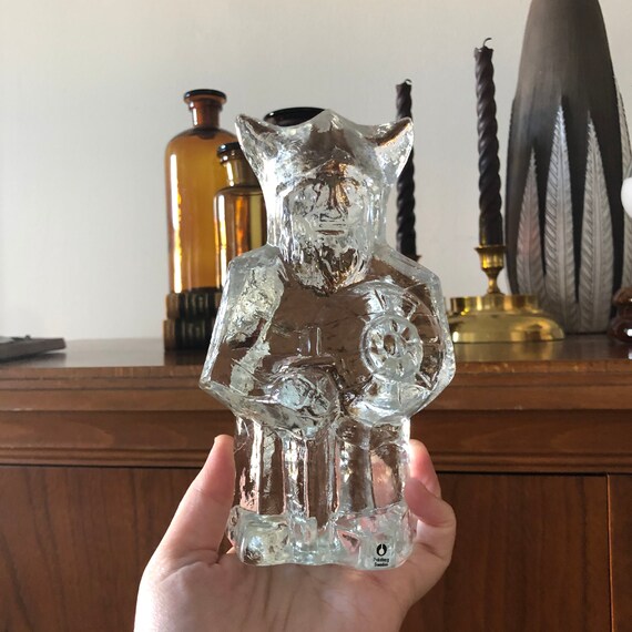 XL Swedish Viking Glass Sculpture Paperweight Crystal Pukeberg