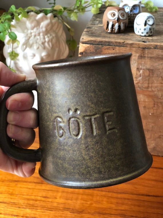 Vintage skottorps mug stein jug with Göte / made in Sweden midmod midcentury modern stoneware signed Wallden