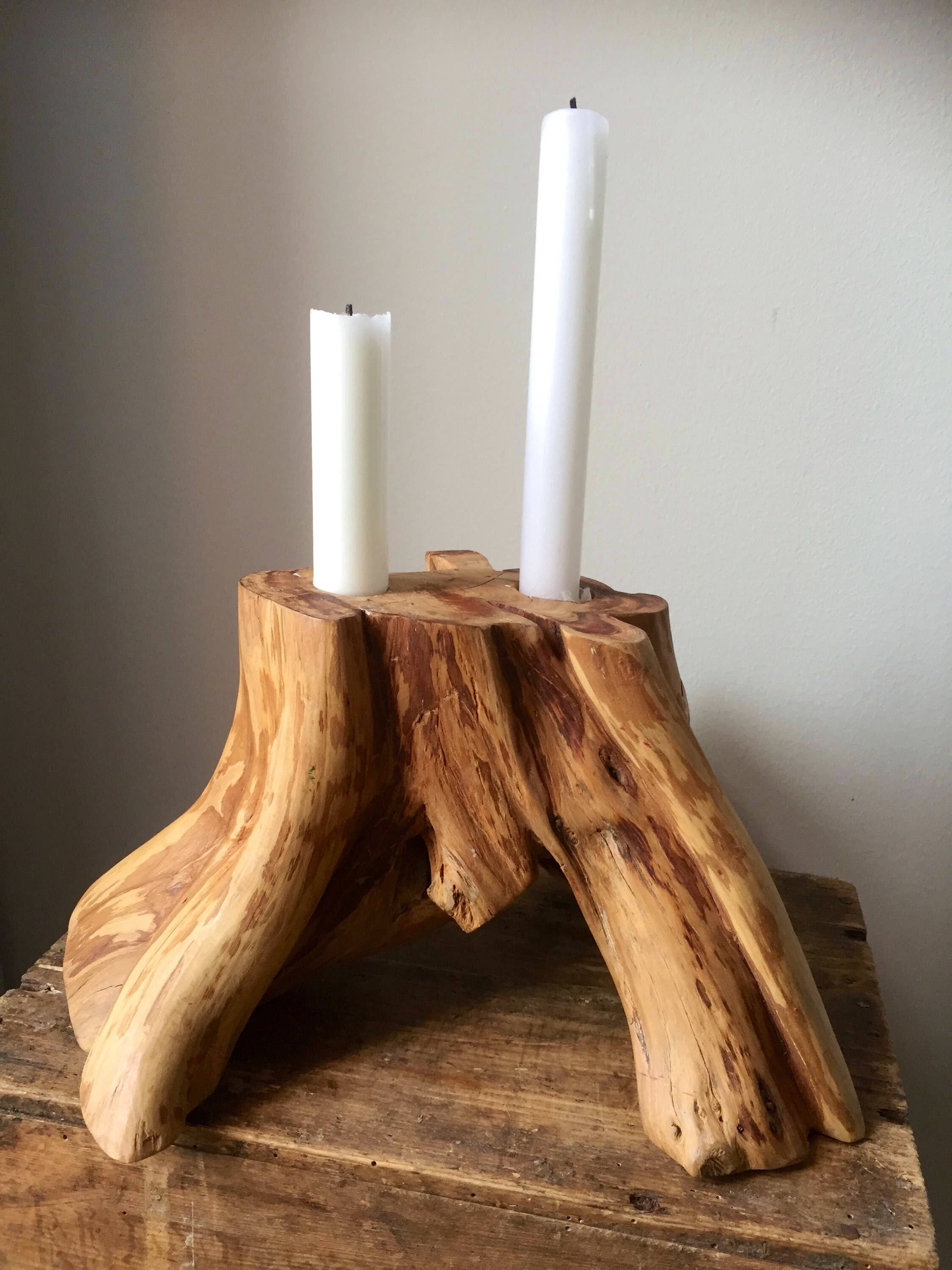 Scandinavian wooden original candle stick reversable candleholders