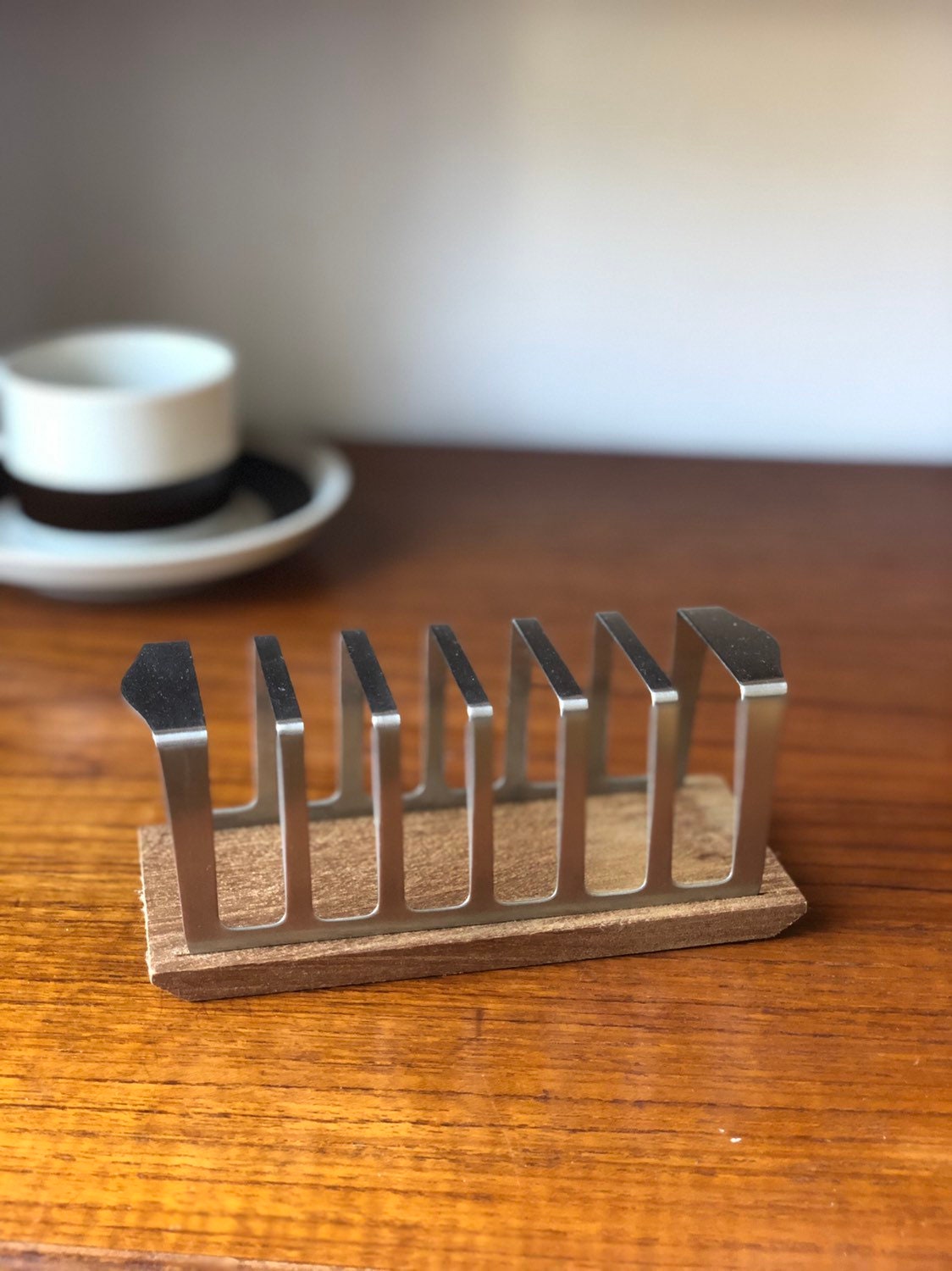 Swedish teak toast tray stainless steel toast holder