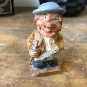 Scandinavian miniature hand carved figurine rustic wooden traditional