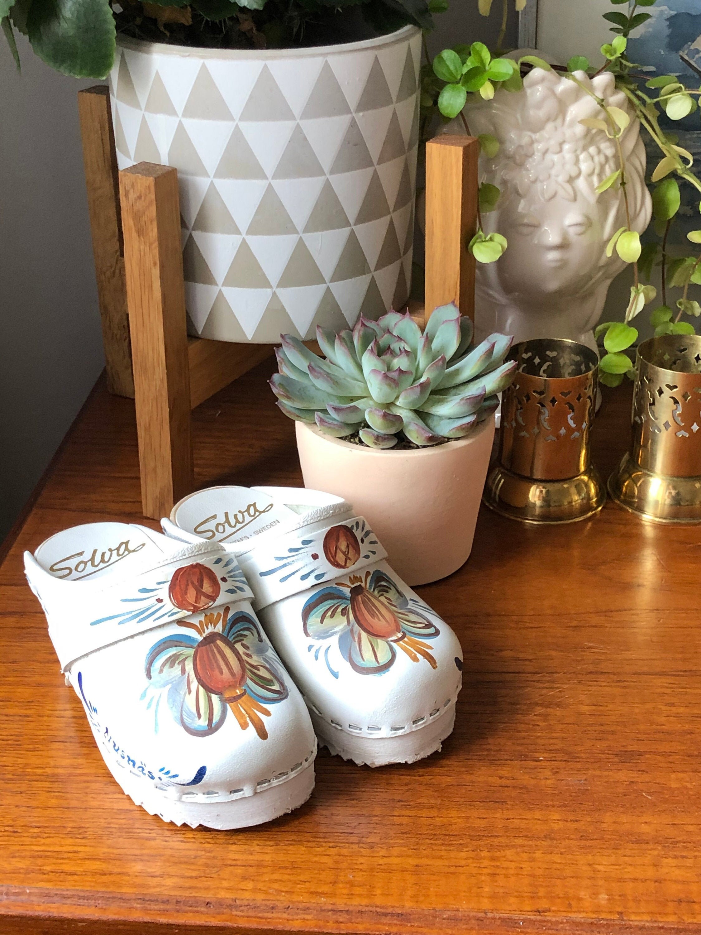 hand painted swedish clogs