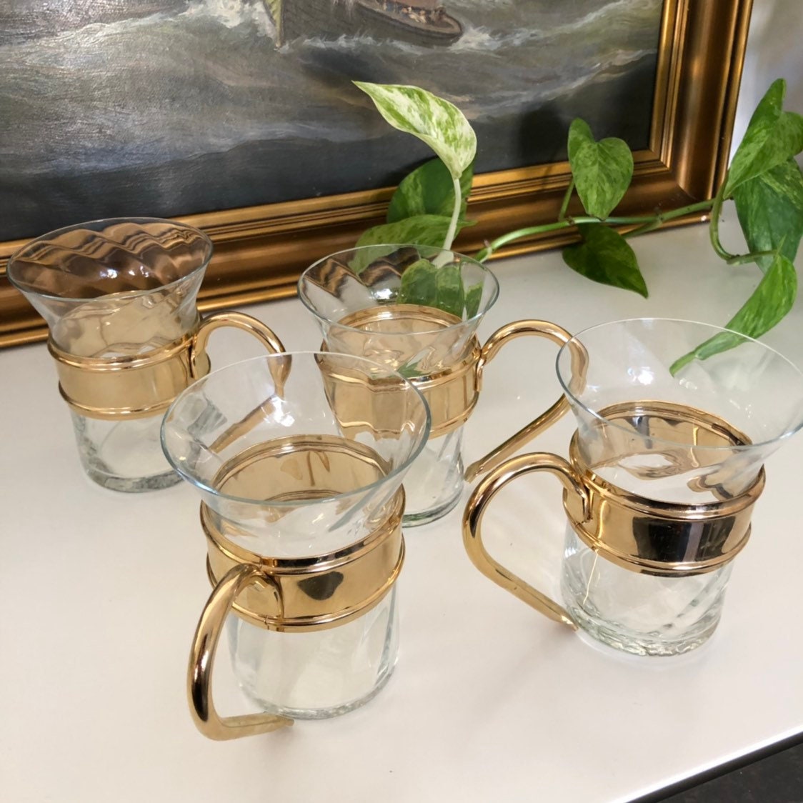 Set of 4 Scandinavian hot beverage glasses glögg mulled wine / espresso