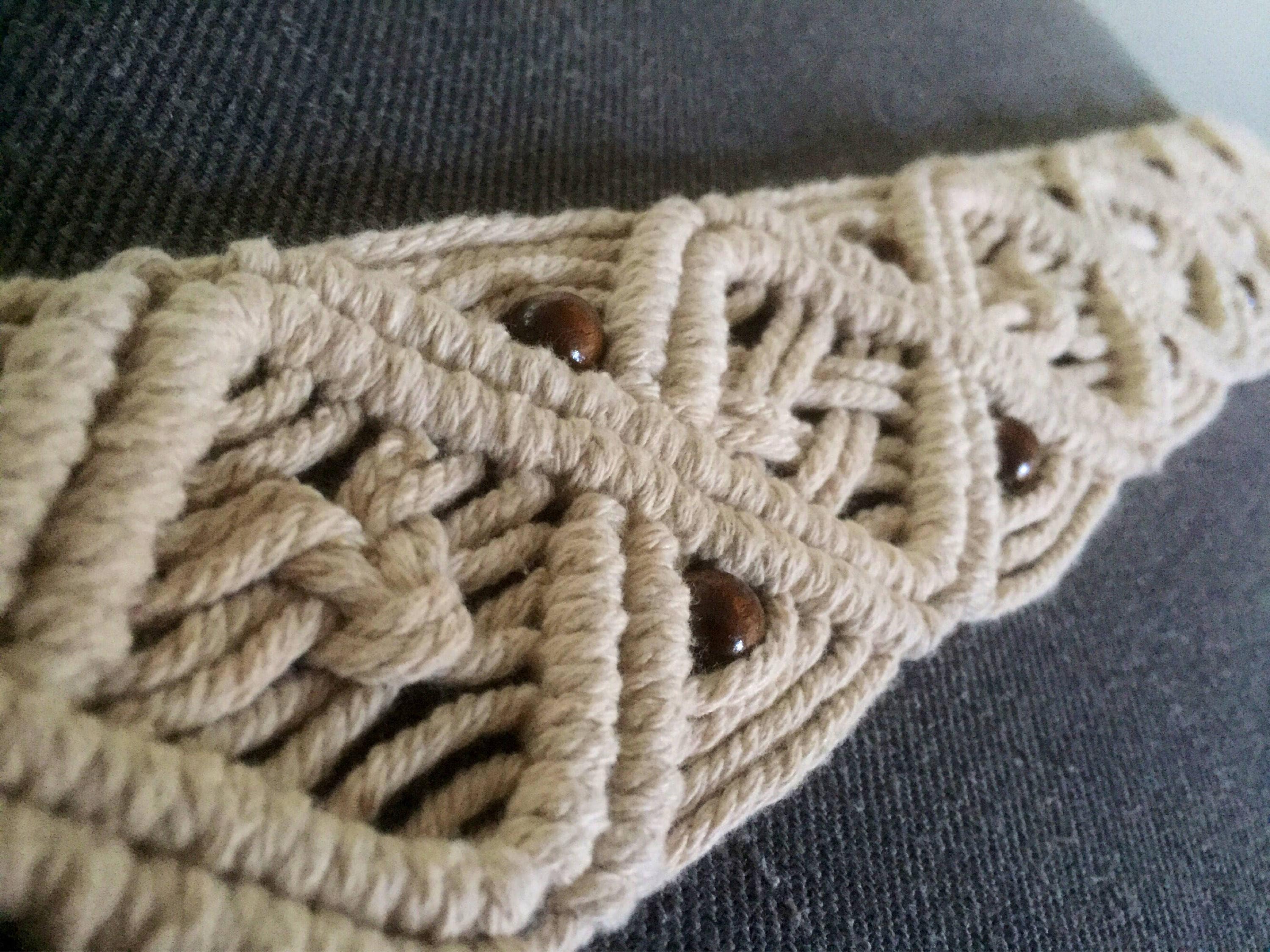 Vintage/macrame/belt/unbleached/ natural /cotton macrame/beaded/boho