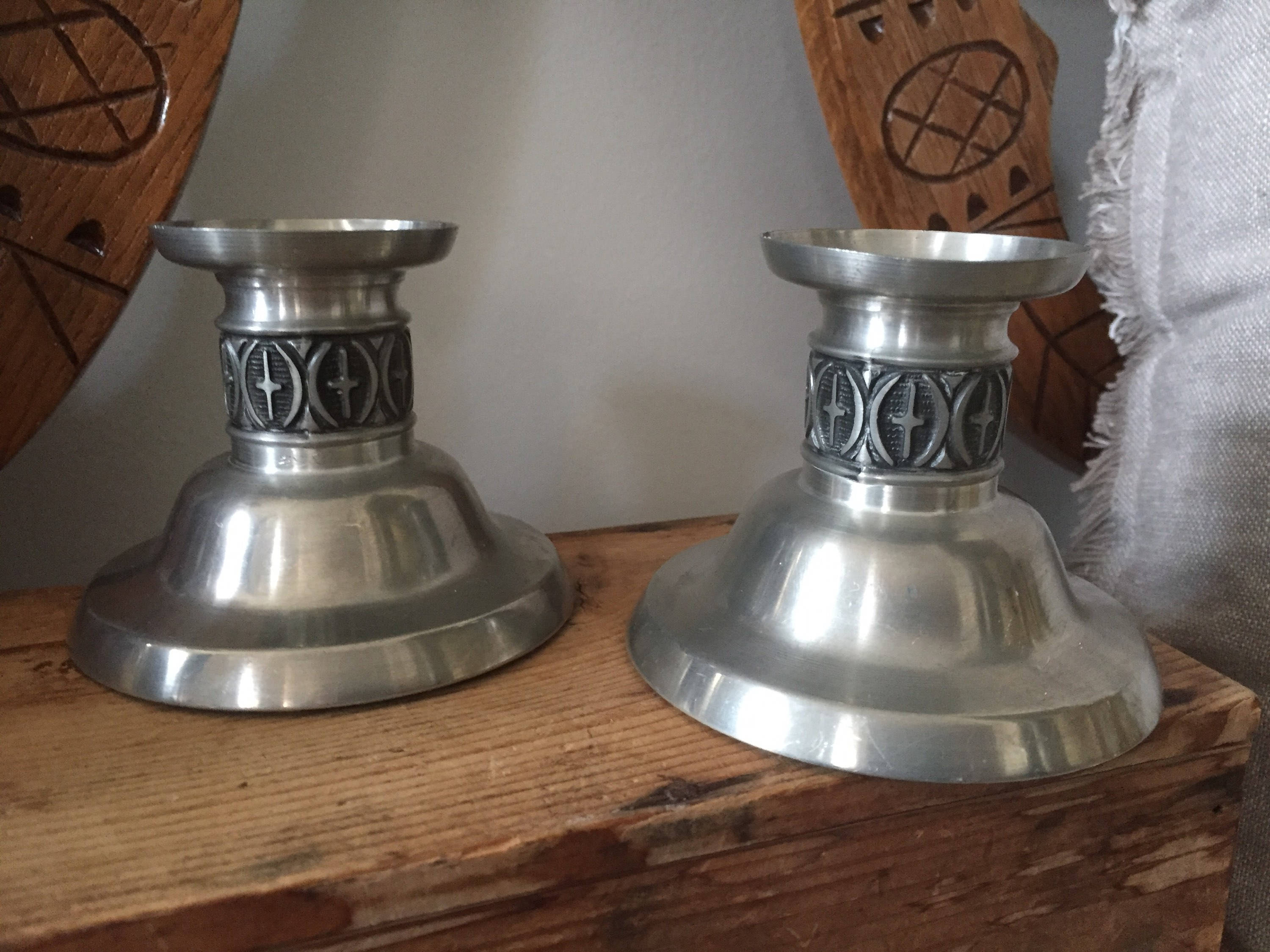 Norwegian nordic candle holder pewter 1960s traditional Norwegian