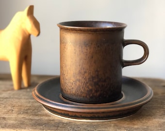 Vintage arabia ruska ulla procope coffee cups and saucers finnish design minimalistic midmod Scandinavian earth tones