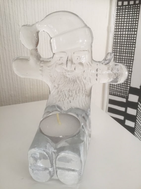 Bertil Vallien Kosta Boda Santa candle holder / tea light holder Father Christmas candle holders sculpture / figurine