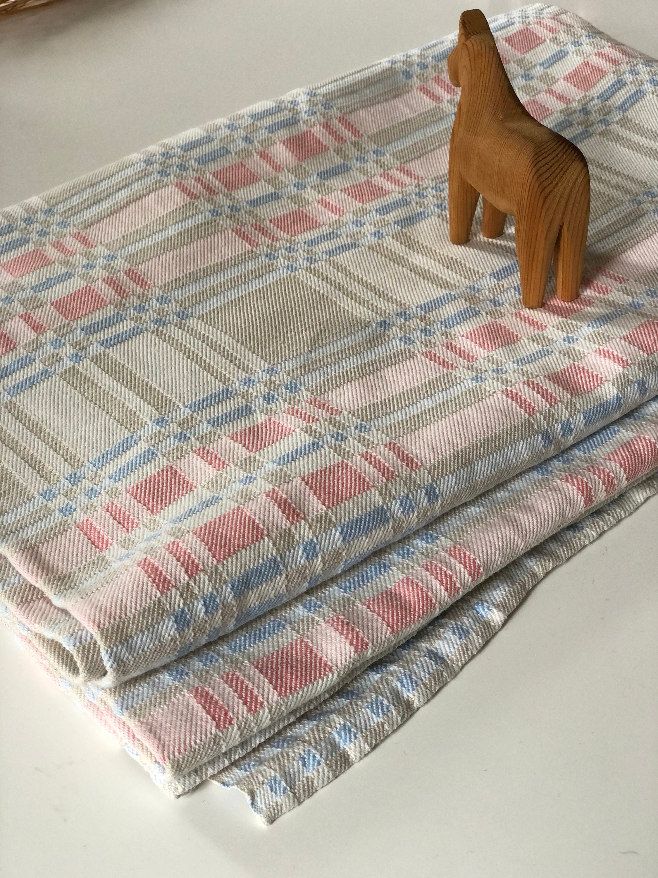 XL Vintage Scandinavian tablecloth boho linen cotton woven tablecloth