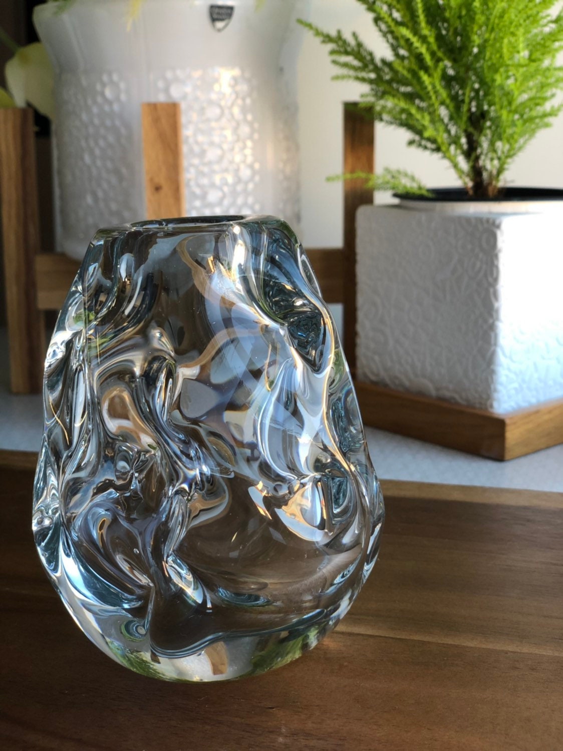 Vintage Scandinavian Hand Blown Glass Vase Modernist Mid Century Vintage Scandinavian Hand Blown Glass Vase Modernist Mid Century