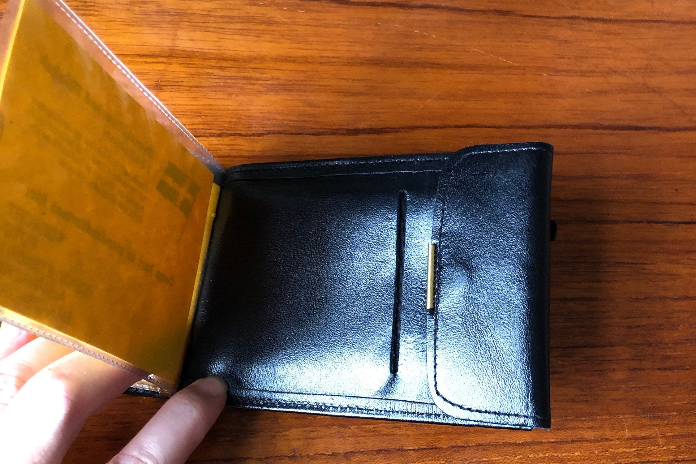 Vintage Swedish calfskin leather billfold wallet black leather like new