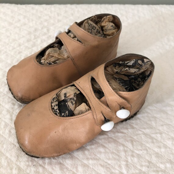 antique leather baby shoes