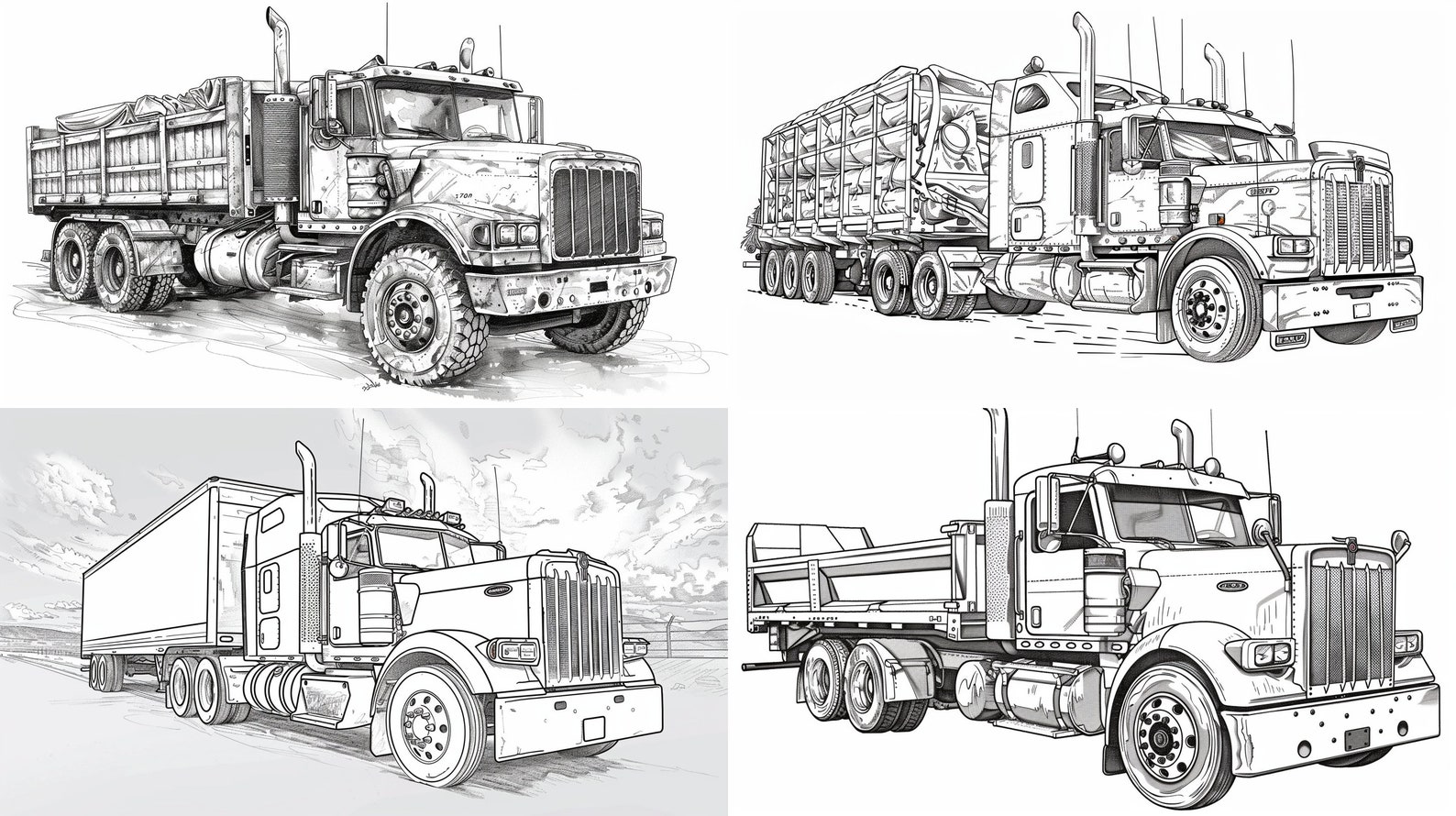 Big Rig Truck Coloring Pages | 100 Pages | Coloring Pages for Kids ...