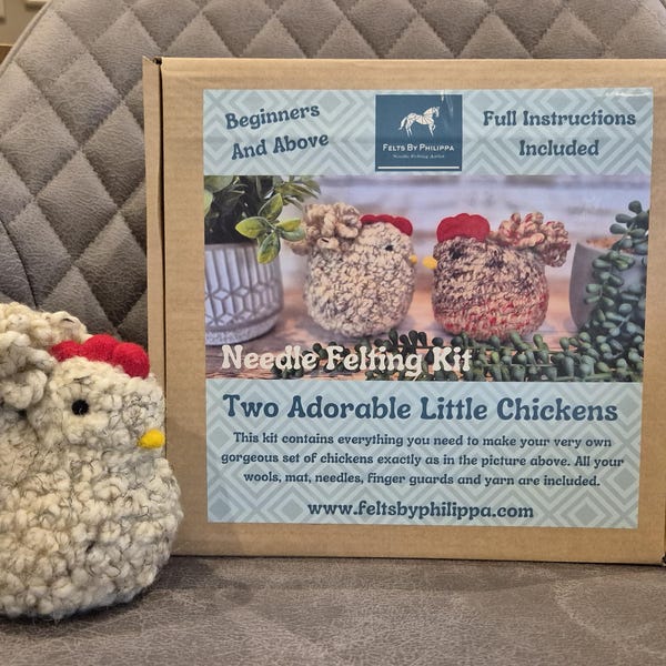 Dos pollitos de lana súper lindos: kit de fieltro con aguja para principiantes. ¡Todo lo que necesitas para hacer estos dos!